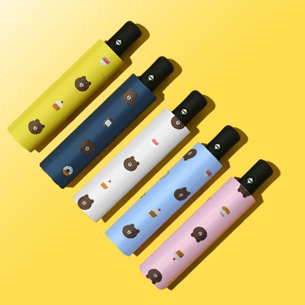 

full automatic folding umbrella bear cartoon sunshade uv printing