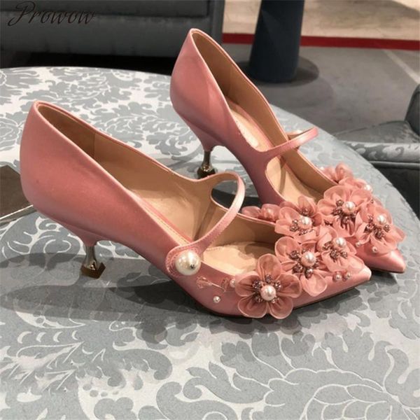 

prowow summer bling thin high heels rome pearl women shoes dress, Black