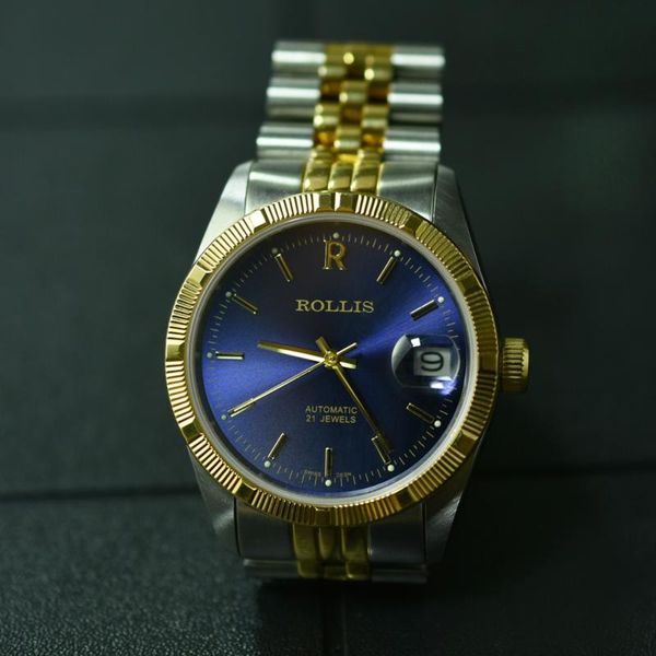 

wristwatches vintage concept rollis men automatic watch fashion stainless steel 100m water resistant sapphire glass relojes hombre 2021, Slivery;brown