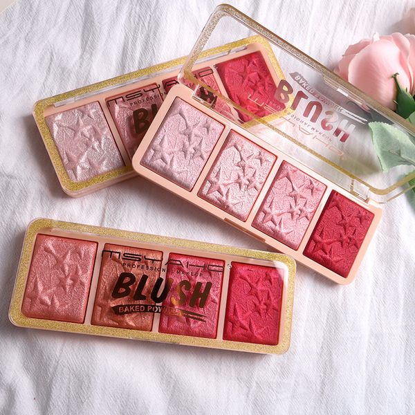 

cheek blush highlighter palette 4 colors cosmetic blushing pressed powder blushes illuminator palette