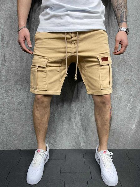 Shorts Herren Sommerreithose Woven Pocket Paste Leder Cargo Homme klassische Markenkleidung Casual X0705