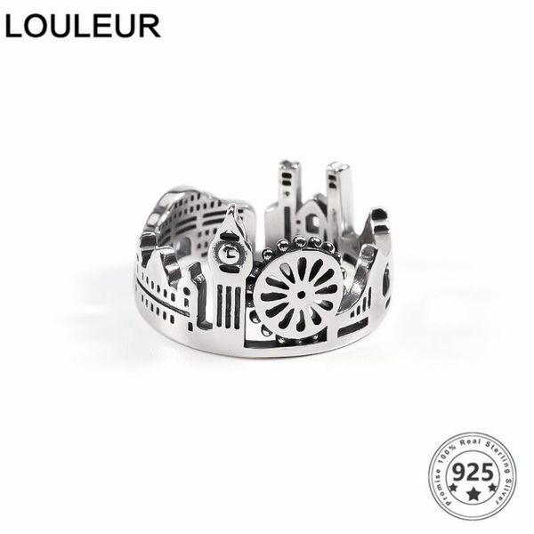 

cluster rings louleur vintage 925 sterling silver ring design castle for women jewelry adjustable 2021 trend, Golden;silver