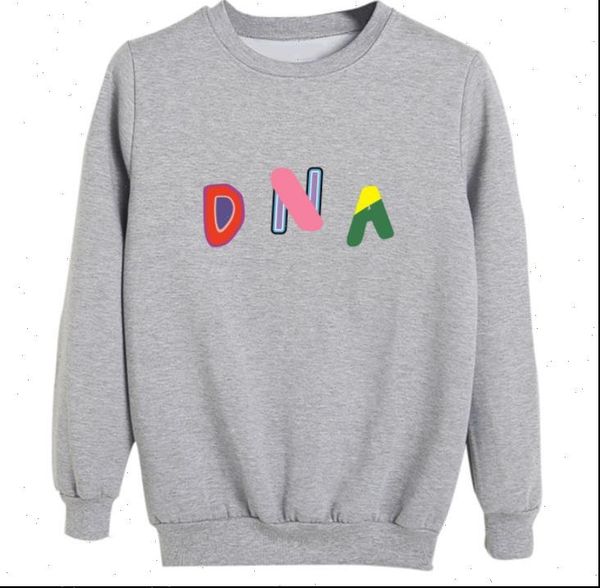 

kpop simple dna printing o women hoodies neck pullover loose fashion fleece lovers sweatshirt spring autumn hoody, Black