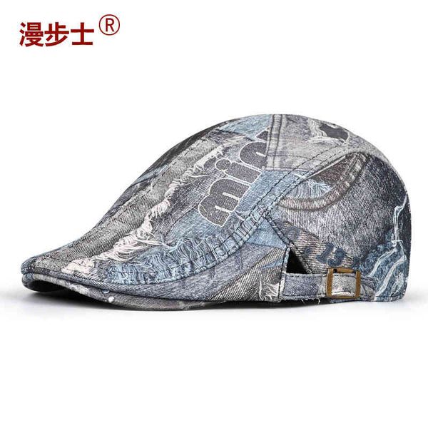 

beret men's korean duck tongue hat women's versatile trendsetter autumn and winter forward british painter's, Blue;gray