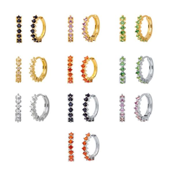 

hoop & huggie fashion inlaid colorful square zircon trend personality earrings for women gold-plated copper simple party accessories female, Golden;silver
