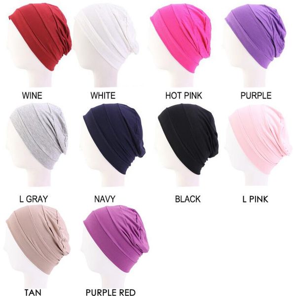 

modal cotton caps muslim stretch turban cap islamic underscarf bonnet hat female headband tube hats, Blue;gray