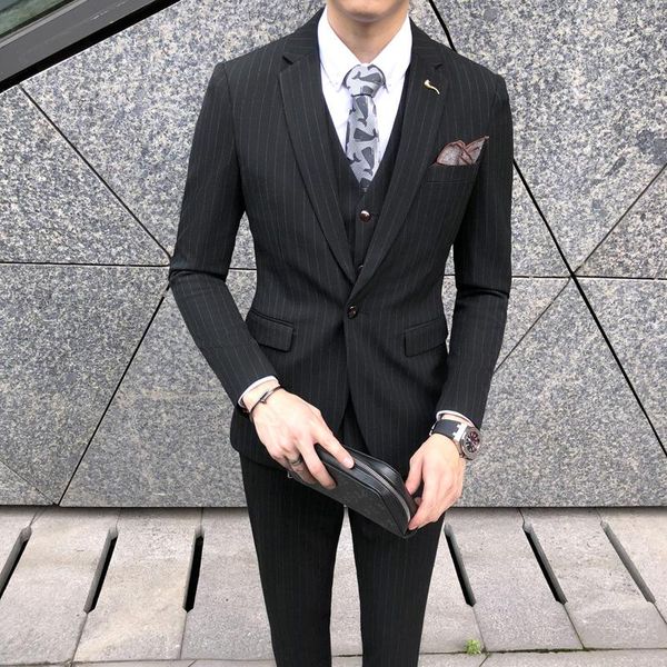 

men's suits & blazers fashion korean style slim casual suit three-piece, White;black