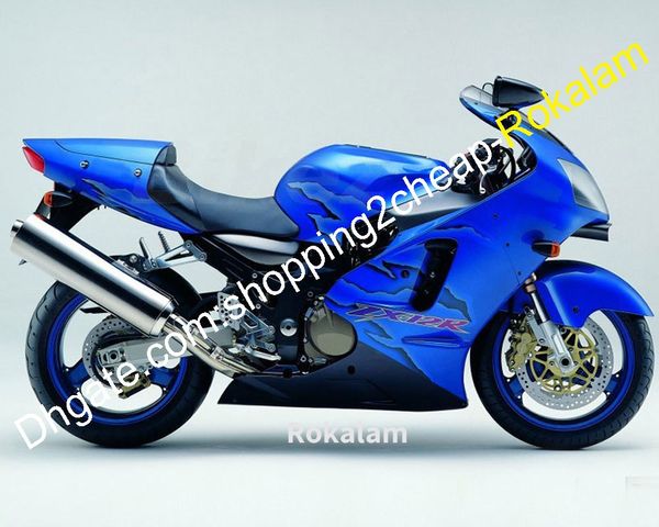 Für Kawasaki Cowlings Ninja ZX12R 2000 2001 ZX 12R 00 01 ZX-12R MOTORBIKE BLUE Black Bodywork Fairing Kit (Injektionsformung)