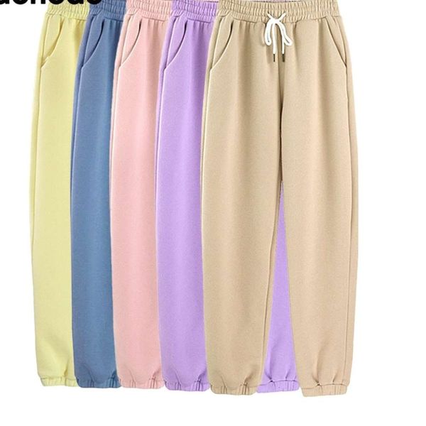 

straight solid color women's leisure sports pants, Black;white