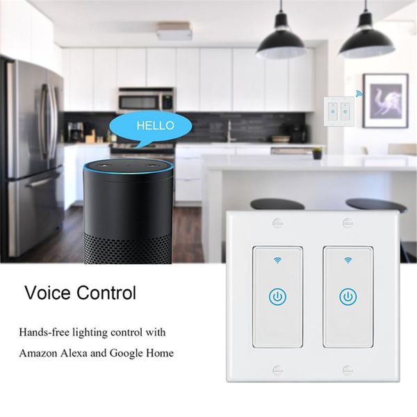 

smart home control alexa wifi dual switch 10a american standard touch wall double cover support voice function
