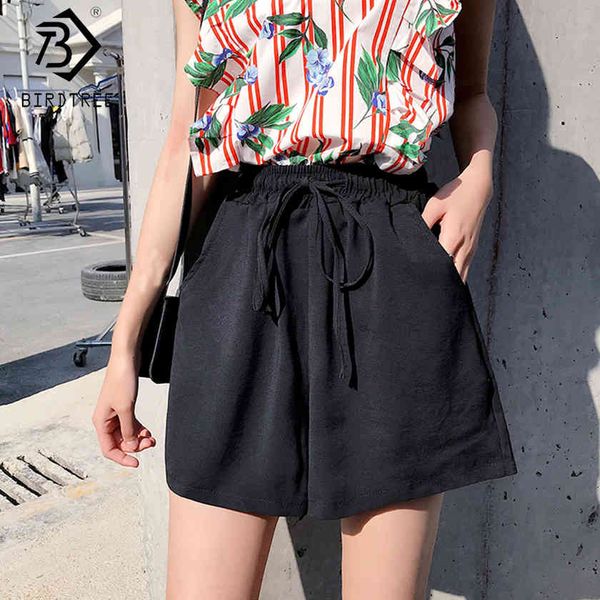 

plus size summer new women's office lady loose drawstring shorts fashion high waist wide leg shorts female bottoms b03407o 210419, White;black