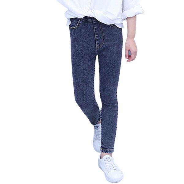 

jeans girl slim pencil pants kids for girls stretch leggings kids autumn casual children's school 210528, Blue