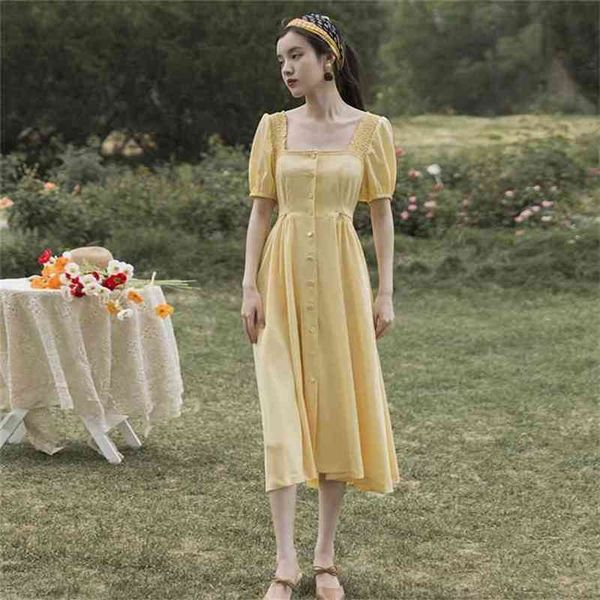 

summer women short sleeve vintage dresses fit and flare mid-calf bandage yellow vestidos verano long 210603, Black;gray