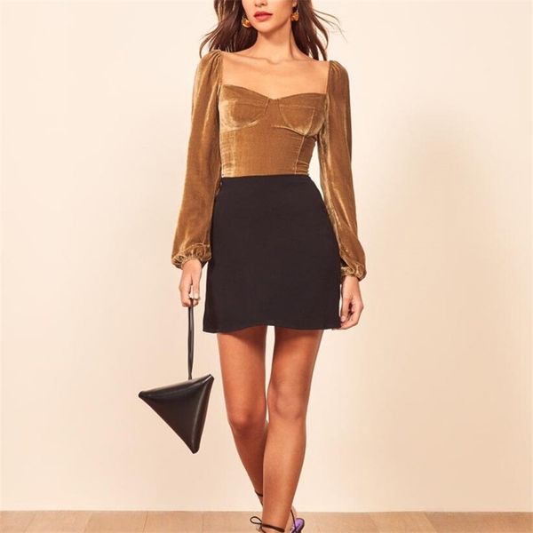 

autumn female velvet slim solid color t-shirt casual 210430, White