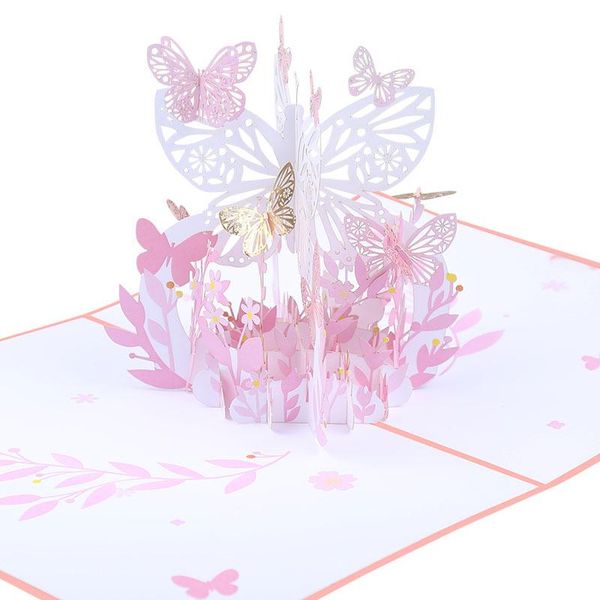 

greeting cards valentine's day 3d card butterfly flower basket blessing paper sculpture creative gift letter