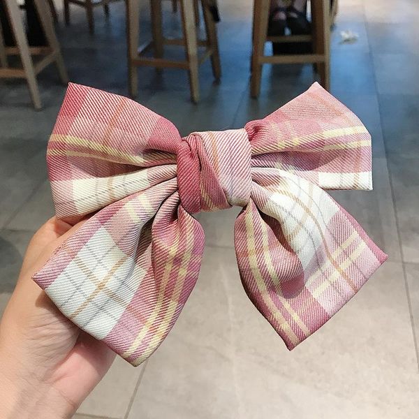 

epacket 10pcs big plaid bow hair barrette for korean janpanese girls school uniform accessories, Slivery;white