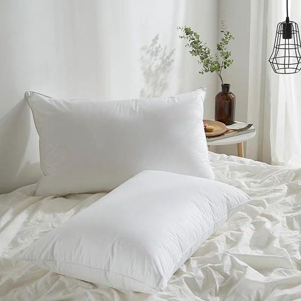

2pcs/lot white soft pillow down alternative insert with cotton cover el standard and home supplies bed pillows
