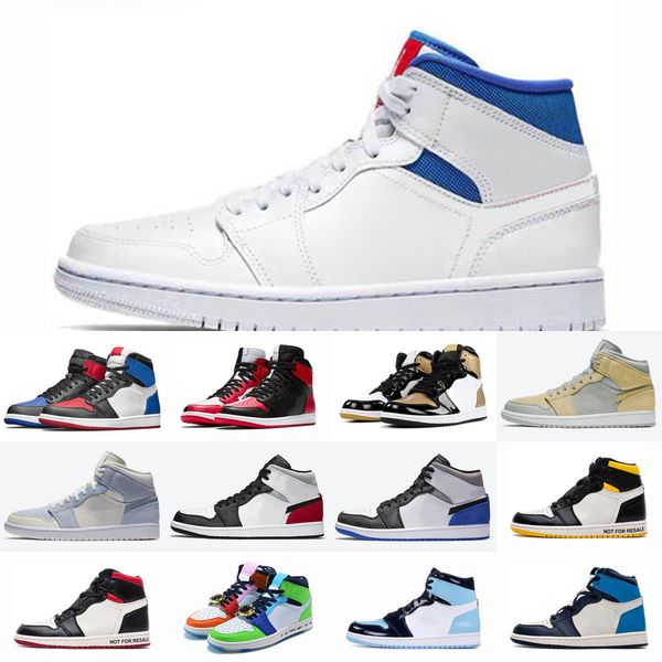 

new 1s mens basketball shoes jumpman 1 high og mid light smoke grey black mushroom royal toe unc patent women sports sneakersvlfe