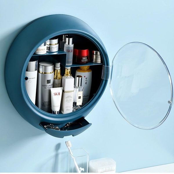 

makeup holder round cosmetic storage box wall-mounted jewelry organizer for toner cream shelf self-adhesive storag boxes & bins