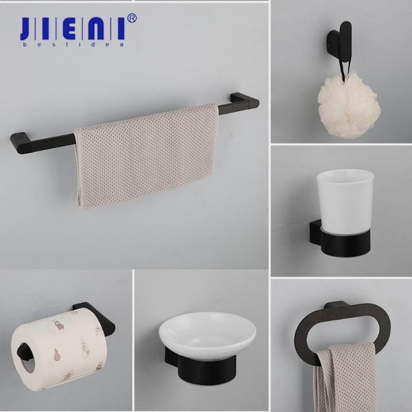 

bath accessory set jieni matte black bathroom shelf paper holder coat hook towel rack hardware sets accessories simple style