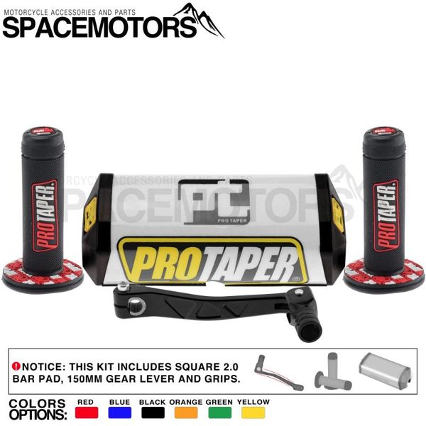 

pedals aluminium alloy gear lever with protaper square 2.0 handlebar chest protection pad & diamond grips kit for motorcycle dirtbike