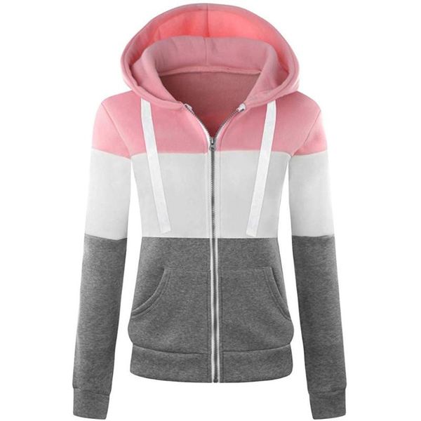 

women's jackets nice autumn winter women hooded patchwork coat windbreaker female zipper windproof outerwear basic jacket sportswear #j, Black;brown