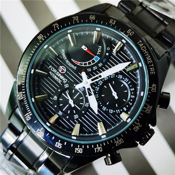 

refining waterproof power reserve design date clock rv lighting hand automatic mechanical relogio mecanico, Slivery;brown