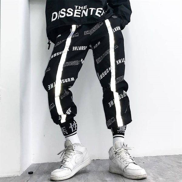

hip hop pantalones streetwear harajuku joggers hombres pant 210715, Black