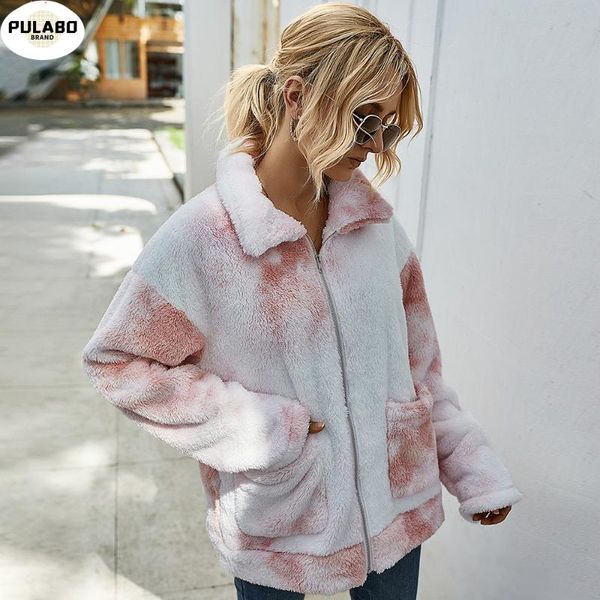 

women's fur & faux vintage stylish pockets oversized zipper jacket coat women 2021 fashion lapel collar long sleeve loose outerwear chi, Black