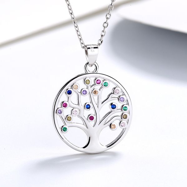 

sodrov sterling jewelry colorful zircon tree of life pendant neckalce silver necklaces