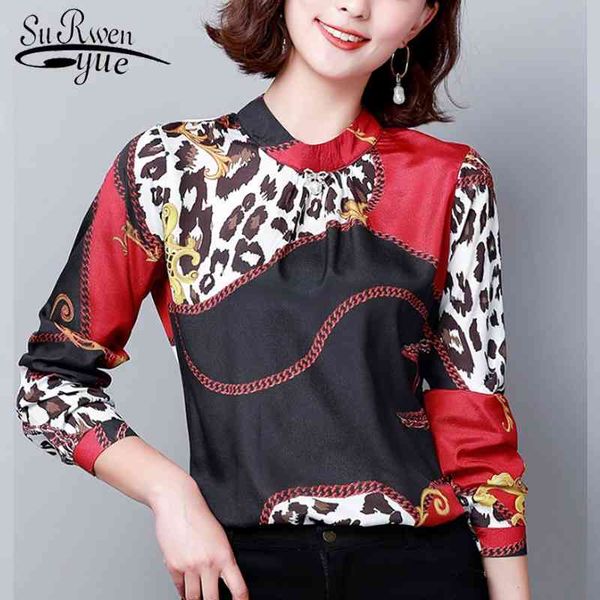

autumn women's fashion printing long sleeve shirt blusas mujer de moda vintage print clothing blusas 6018 50 210521, White