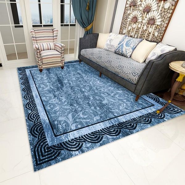 Tapetes Reese Sala de estar Impresso Azul Europeu Vermelho Fundo Luxo Retro Anti Slip Tapetes Tapetes Quarto El Sofa Casamento