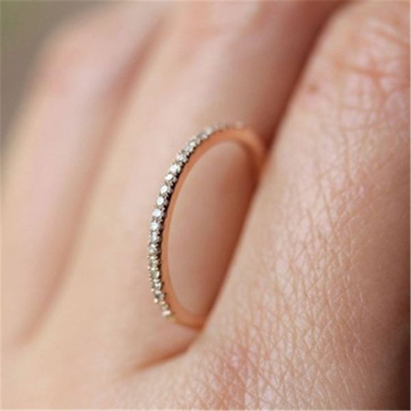 

new lovers' gold-plated single row diamond ring for women, Black