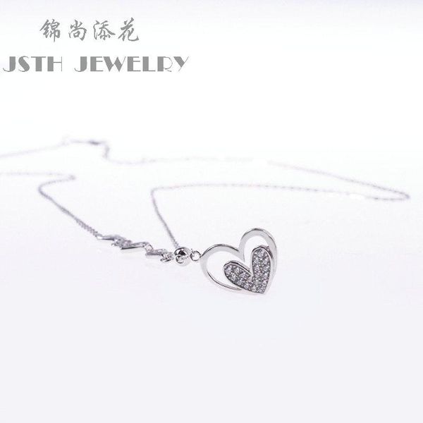 

chains jsth s925 temperament love collars chain ins cold wind simple zircon tassel necklace female net red students go with everything, Silver