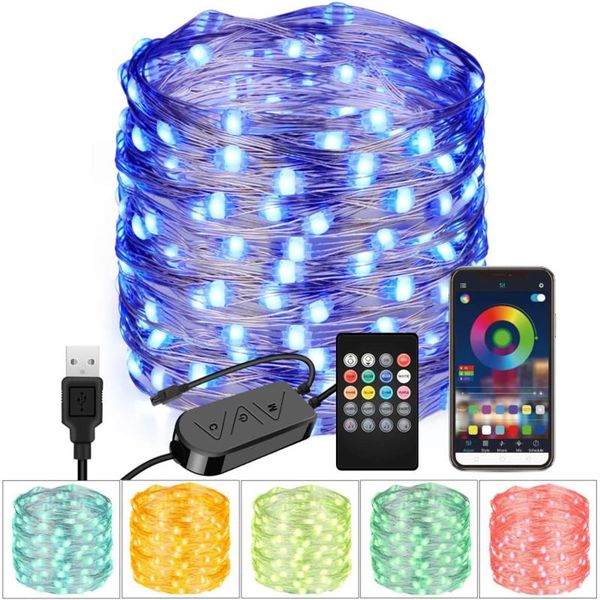 

strings usb rgb changing string light bluetooth app controlled fairy garland remote year xmas bedroom patio party wedding