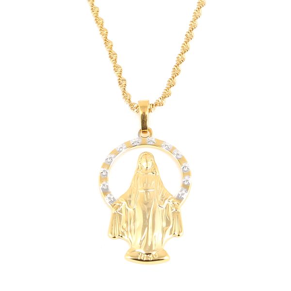

gold virgin mary necklace blessed virgin star pendant catholic church jewelry for women men, Silver