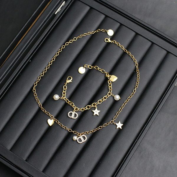 

star pearl necklace net red letter love bracelet female, Black