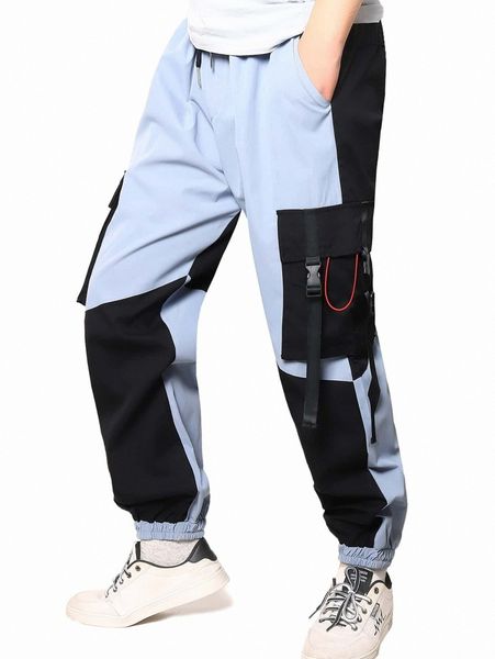 

men two tone cargo pants s0wo#, Black