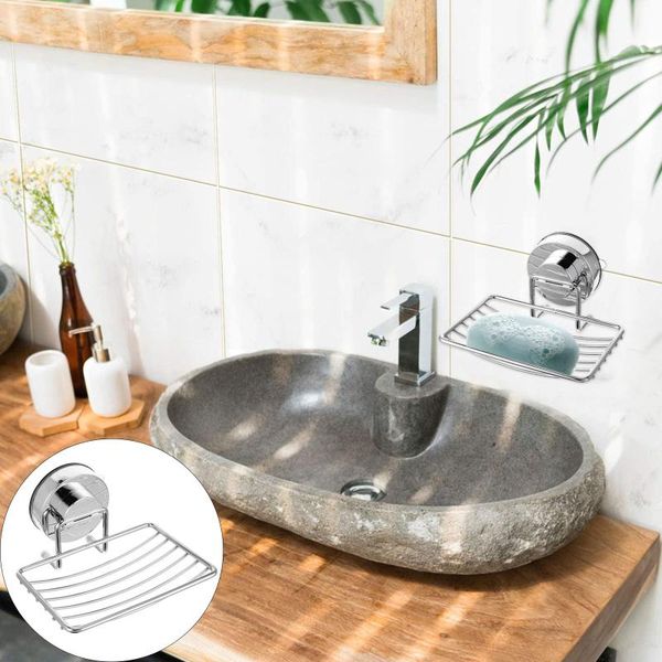 

soap dishes 1pc stainless steel suction cup sponge holder wall shower dish