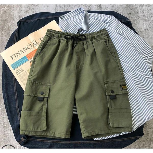 

men's shorts loose tide multi-pocket summer street trend large size tooling men green, White;black