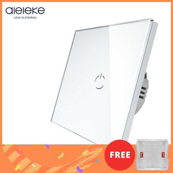 

smart home control aleleke light switch on off led touch sensor wall switches eu standard crystal white black glass panel for house 220v