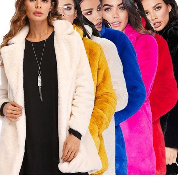 

women's fur & faux winter imitation coat women long rex suit collar trim coats, Black