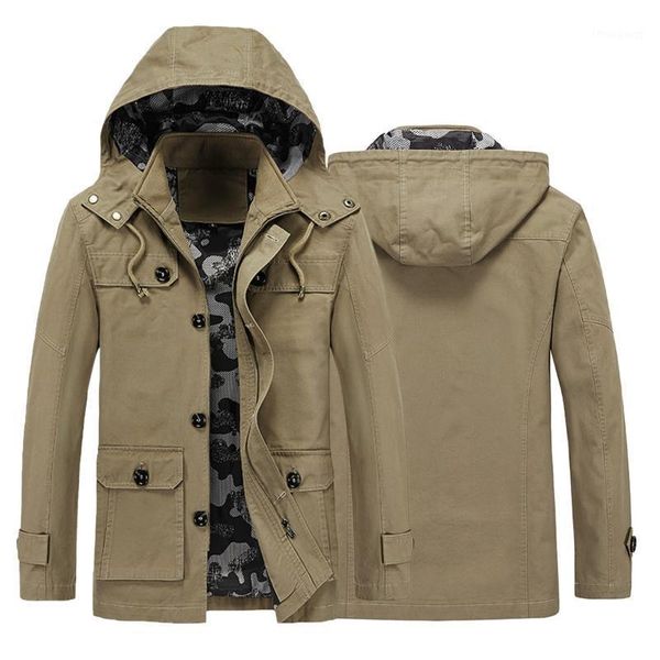 

men's jackets 2021 autumn and winter warm fashion coat solid color loose casual hooded detachable jacket with pockets mens clothing, Black;brown