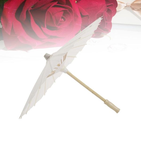 

umbrellas 2pcs white paper parasol umbrella chinese japanese wedding decoration (diameter 40cm, randoim handle sty