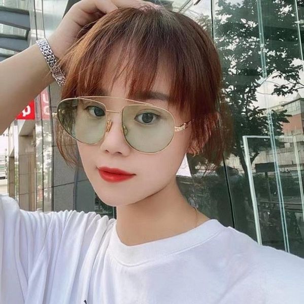 

sunglasses oval gold metal big frame pink brown gray lens women's ff0446 male glasses anti-uv400, White;black