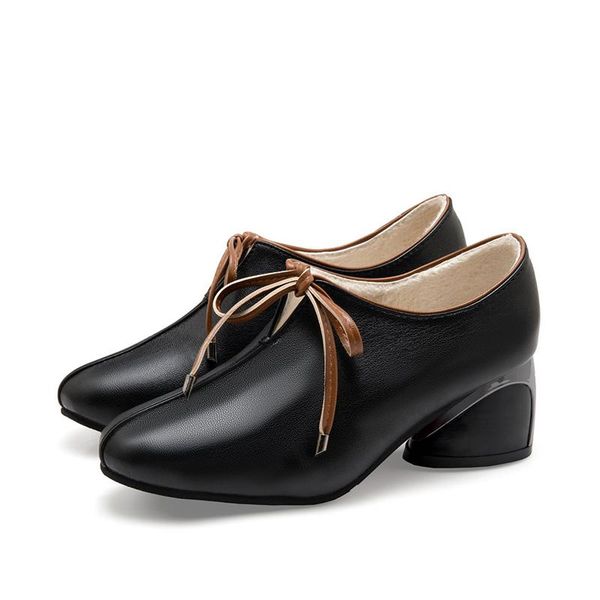 

dress shoes ladies slip on woman warm plush women chunky heels female drop women's elegant bowtie pump, Black