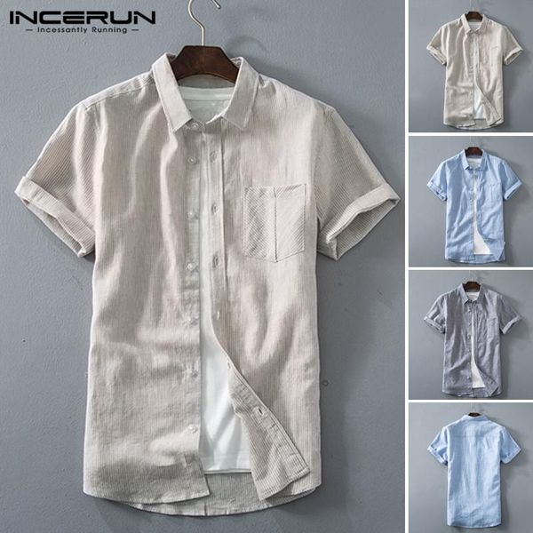 

men's casual shirts men striped short sleeve lapel blouse summer cotton shirt fashion business brand camisa hombre chemise s-5xl, White;black