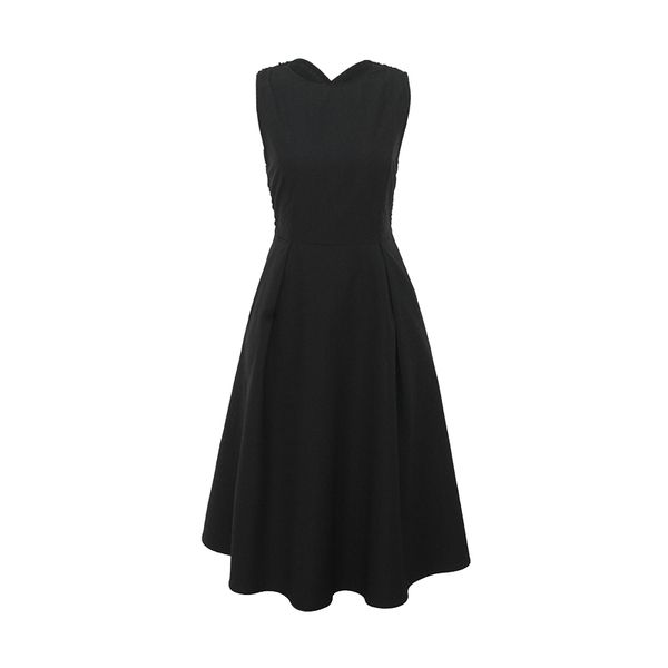 

women summer dress elegant hepburn style black sleeveless back cross midi a line party dresses 2021new fashion vestidos, Black;gray