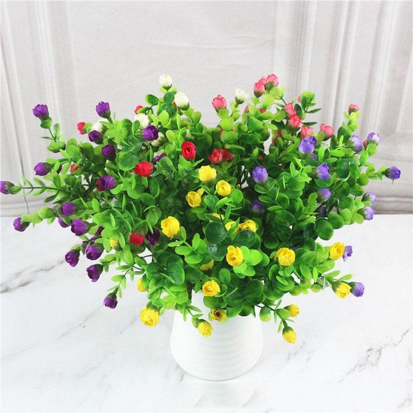 

25heads mini rose artificial flower silk flowers with vivid fake leaf flores bouquet for wedding home party decoration decorative & wreaths
