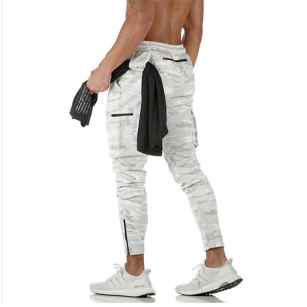 

men's pants jogger sweatpants male bodybuilding fitness trousers cotton fashion multi-pocket training jogging, Black